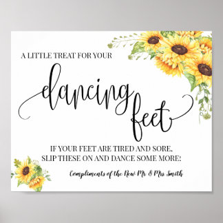 Dancing feet sign flip flops wedding sunflowers