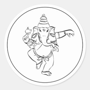 Dancing Festive Ganesh   Indian God  Classic Round Sticker
