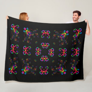 Dancing Fiesta Flowers Fleece Blanket
