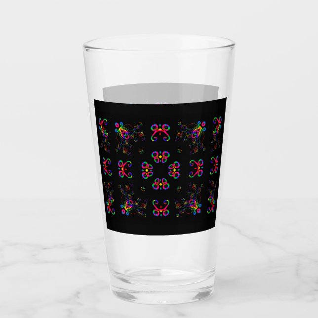 Dancing Fiesta Flowers Glass (Front)