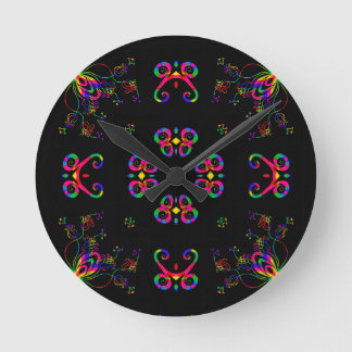 Dancing Fiesta Flowers Round Clock