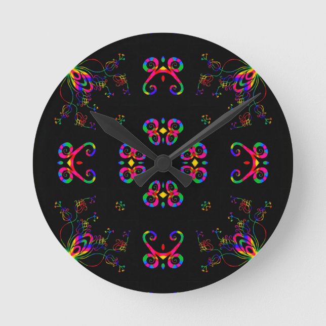 Dancing Fiesta Flowers Round Clock (Front)