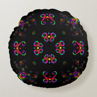 Dancing Fiesta Flowers Round Cushion