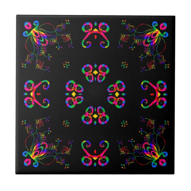 Dancing Fiesta Flowers Tile (Front)