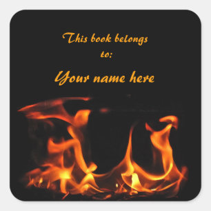 Dancing Fire Bookplate Square Sticker
