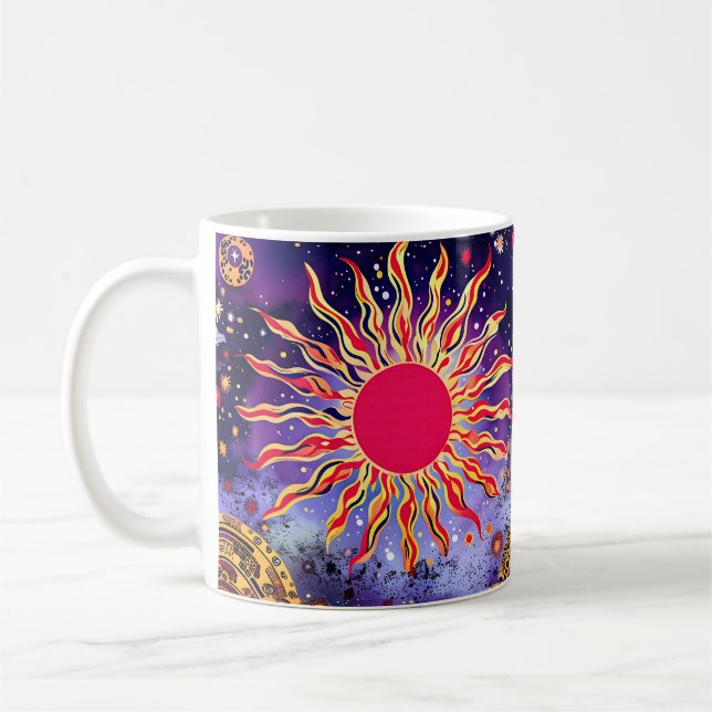 “Dancing Fire of the Cosmos” The Sun Coffee Mug (Left)