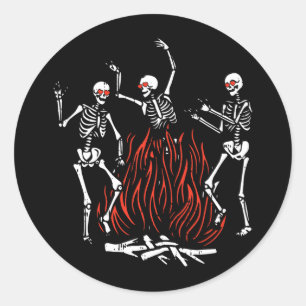 Dancing Fire Valentines Day Funny Bones Heart Love Classic Round Sticker
