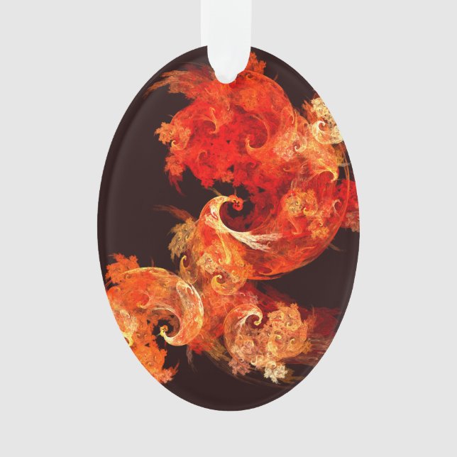 Dancing Firebirds Abstract Art Acrylic Oval Ornament (Front)