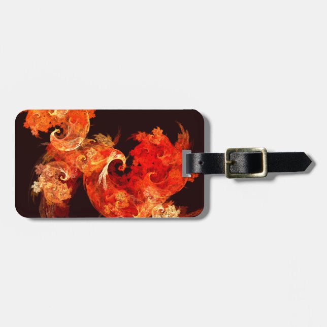 Dancing Firebirds Abstract Art Address Luggage Tag (Front Horizontal)