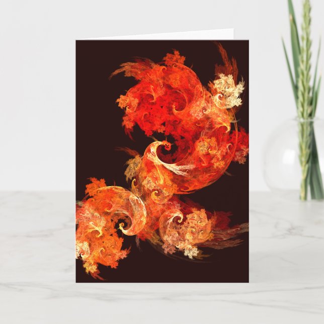 Dancing Firebirds Abstract Art Greeting Card (Front)