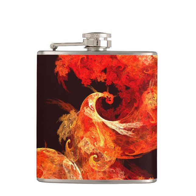 Dancing Firebirds Abstract Art Hip Flask (Front)