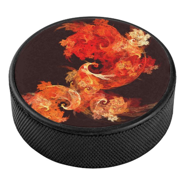 Dancing Firebirds Abstract Art Hockey Puck (3/4)