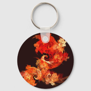 Dancing Firebirds Abstract Art Keychain