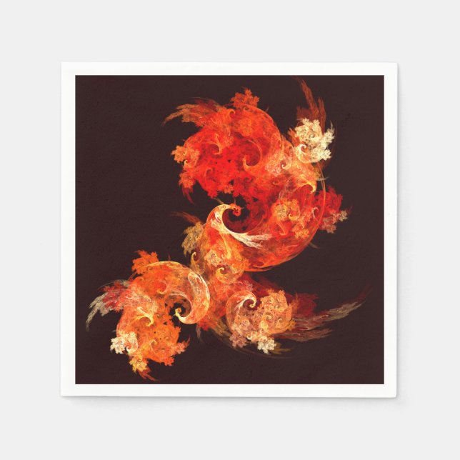 Dancing Firebirds Abstract Art Napkin (Front)