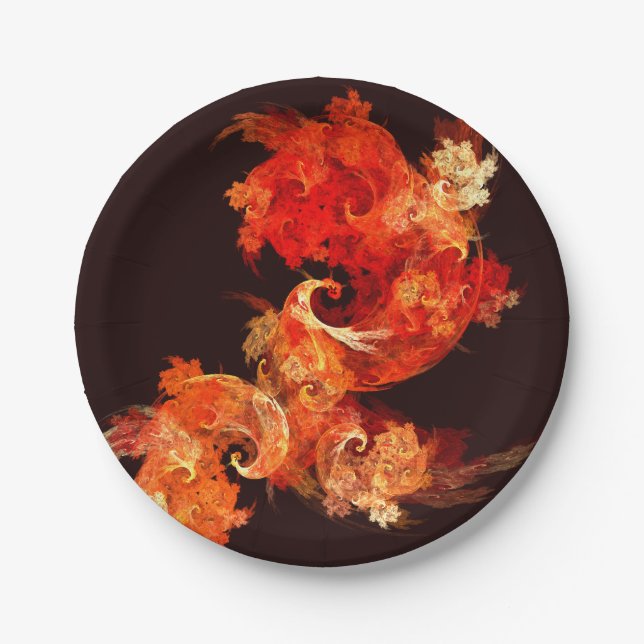 Dancing Firebirds Abstract Art Paper Plate (Front)