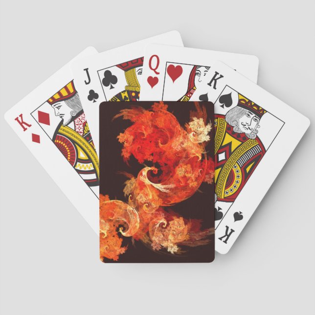 Dancing Firebirds Abstract Art Playing Cards (Back)