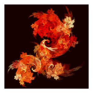 Dancing Firebirds Abstract Art Poster