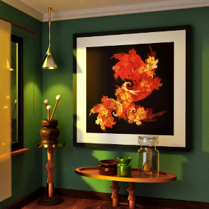 Dancing Firebirds Abstract Art Poster