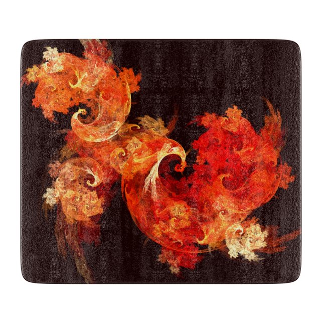 Dancing Firebirds Abstract Art Rectangle Cutting Board (Front)