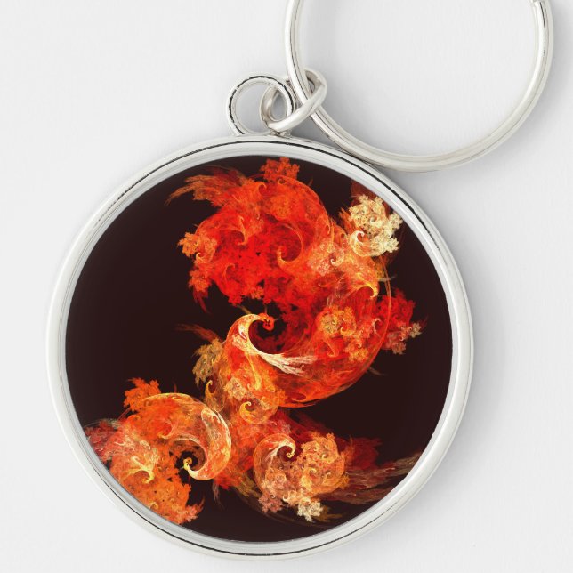 Dancing Firebirds Abstract Art Small Key Ring (Front)