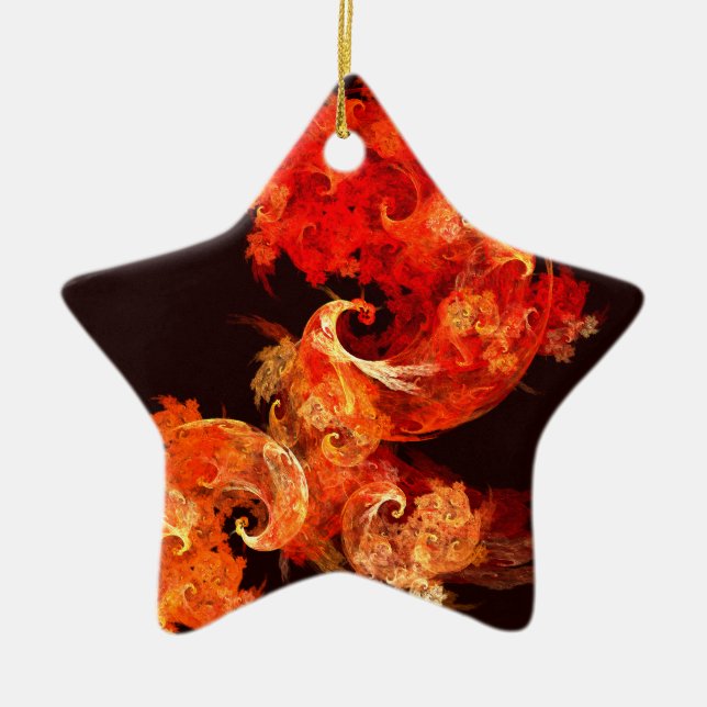 Dancing Firebirds Abstract Art Star Ornament (Front)