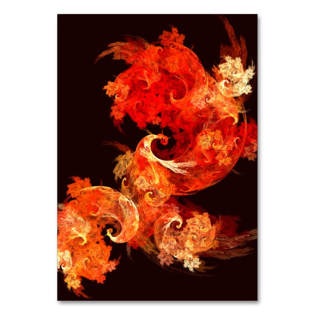 Dancing Firebirds Abstract Art Table Card (Front)