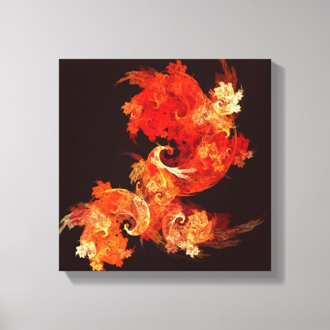 Dancing Firebirds Abstract Black and White Canvas Print (Front)