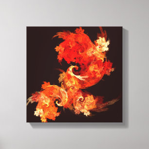 Dancing Firebirds Abstract Black and White Canvas Print