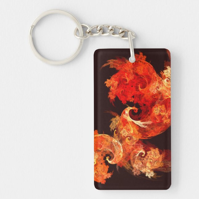 Dancing Firebirds Art Modern Fractal Abstract Key Ring (Front)