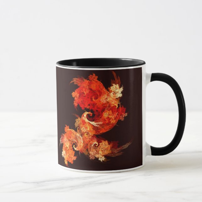 Dancing Firebirds Art Modern Fractal Abstract Mug (Right)