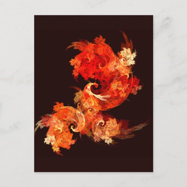 Dancing Firebirds Art Modern Fractal Abstract Postcard (Front)