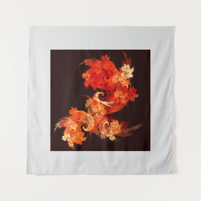 Dancing Firebirds Art Modern Fractal Abstract Tapestry (Front)