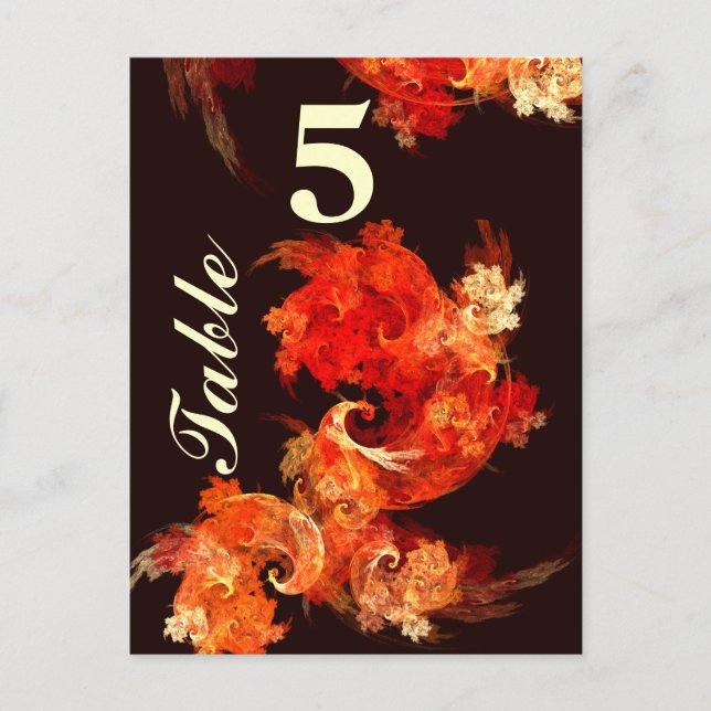 Dancing Firebirds Table Number Postcard (Front)