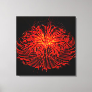Dancing Fireworks-Red Wall Art Stretched Canvas