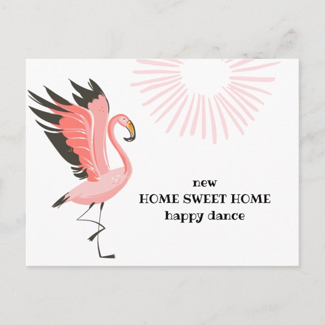 Dancing Flamingo New Address Moving Announcement Postcard (Front)