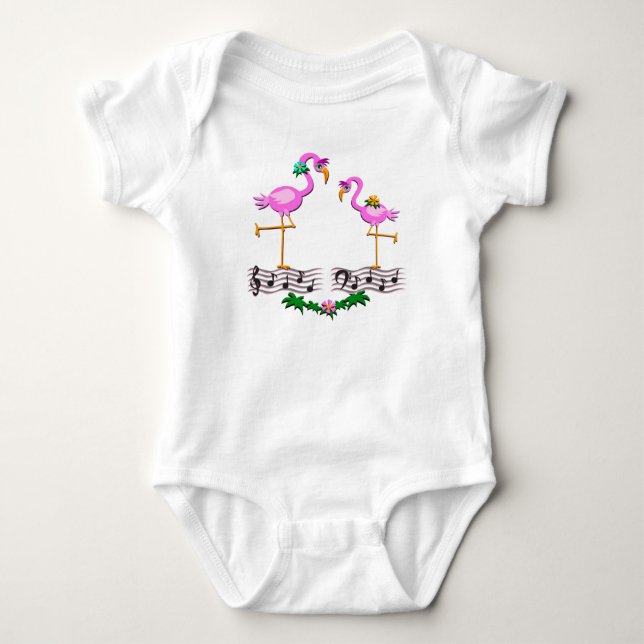 Dancing Flamingos Baby Bodysuit (Front)
