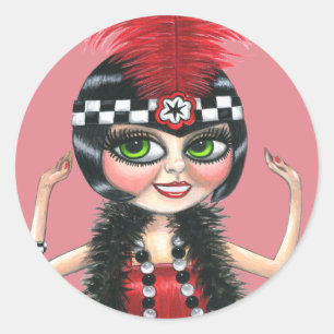 Dancing Flapper Girl Roaring Twenties Classic Round Sticker