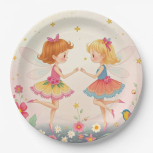 Dancing Floral Fairies2 Gold Glitter Paper Plates