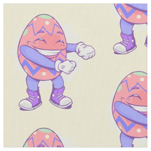 dancing flossing happy easter egg fabric (Close Up)