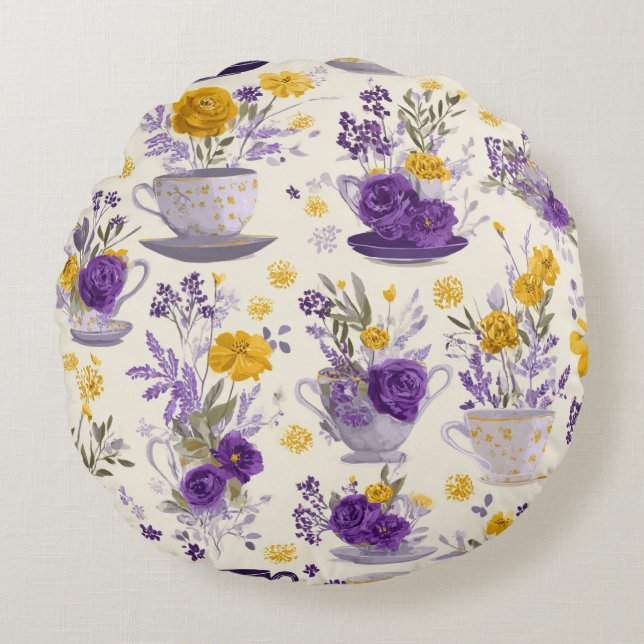 Dancing flower  round cushion (Front)