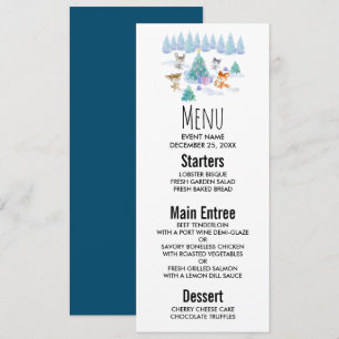 Dancing Forest Animals Christmas Watercolor Invitation
