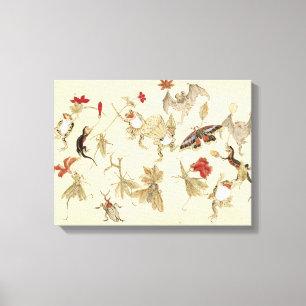 Dancing Forest Of Frogs By Kawanabe Kyosai 1879 Canvas Print