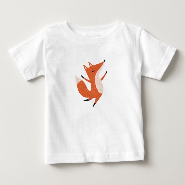 Dancing Fox Cute Art Baby T-Shirt (Front)