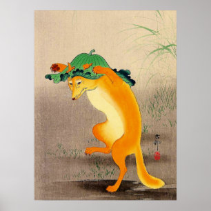 Dancing Fox Ohara Koson 1910 Poster