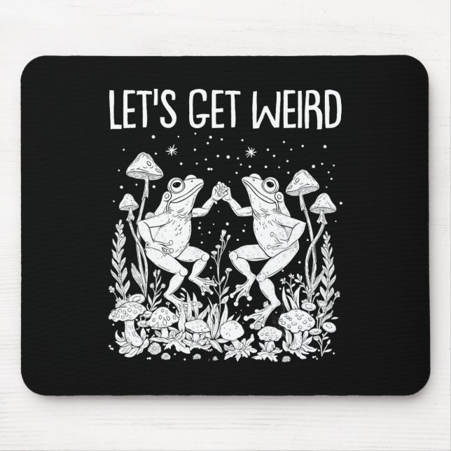 Dancing Frogs Mushrooms Let's Get Weird Funny Cott Mouse Mat (Front)