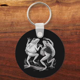 Dancing Frogs Toad Goblincore Dark Academia Retro Key Ring