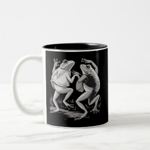 Dancing Frogs Toad Goblincore Dark Academia Retro Two-Tone Coffee Mug