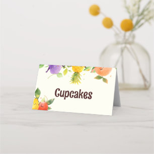 Dancing Fruit Birthday Party Food Tent Card