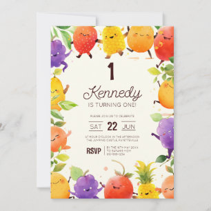 Dancing Fruit Birthday Party Invitation