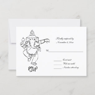 Dancing Ganesh   Indian Wedding RSVP Invitation
